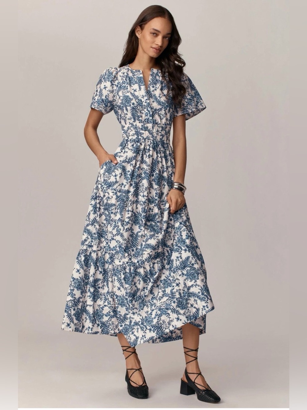 Anthropologie The Somerset Maxi Dress in Blue Floral - Picture 1 of 9